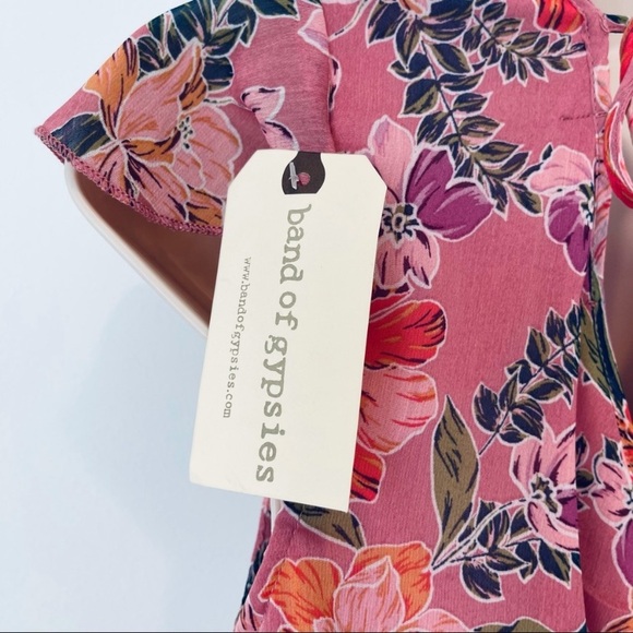 New! BAND OF GYPSIES midi floral midi dress Nwt floral faux wrap vneck - Picture 7 of 11